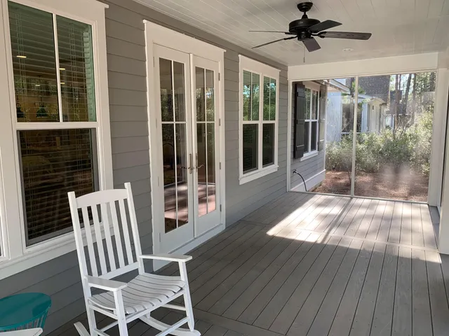 a view of porch with seating space