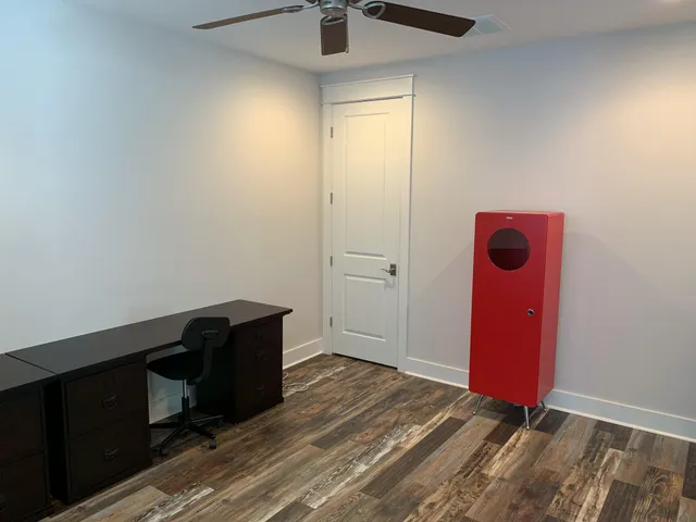 a view of a hallway with closet