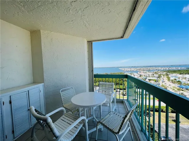 a view of city from a balcony