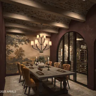 a front view of a house with swimming pool and patio