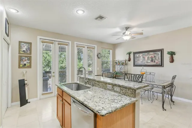 a view of a hallway with workspace