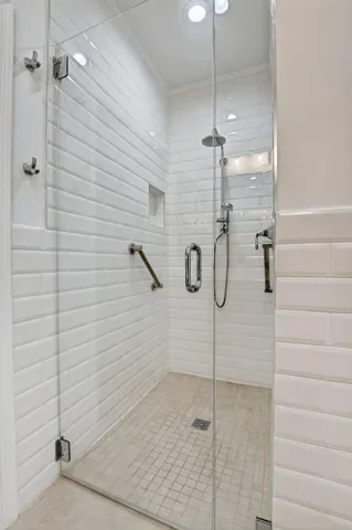 a bathroom with a shower