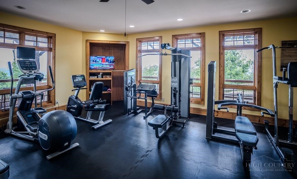 485 Woodlake Loop Road Elk Park, NC 28622 - Photo 36 of 44 a view of a room with gym equipment