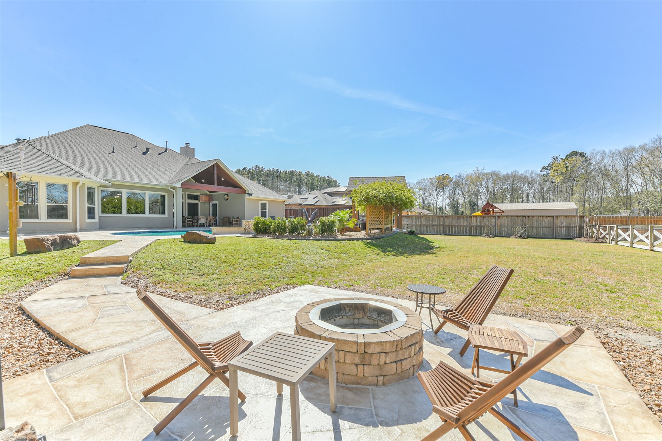 27553 Rio Blanco Drive Splendora, TX 77372 - Photo 36 of 41 a view of swimming pool with outdoor seating and plants