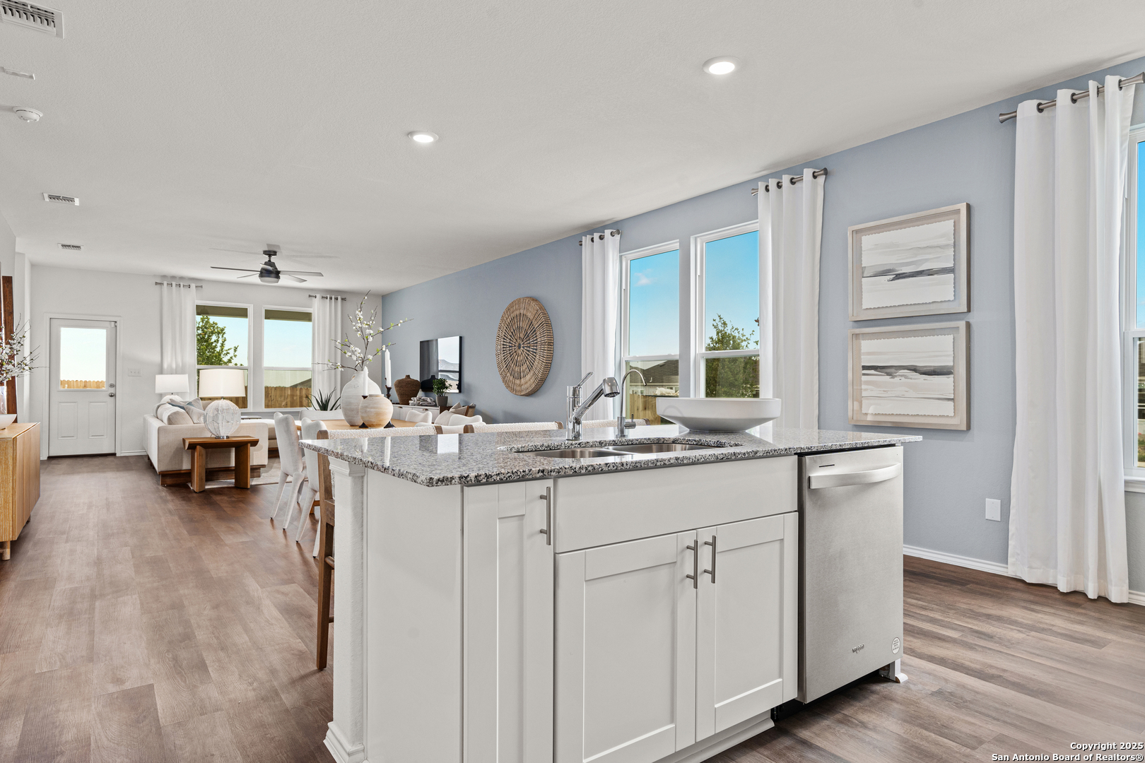 405 Raven Row Marion, TX 78124 - Photo 13 of 25 a view of living room with granite countertop furniture and a fireplace