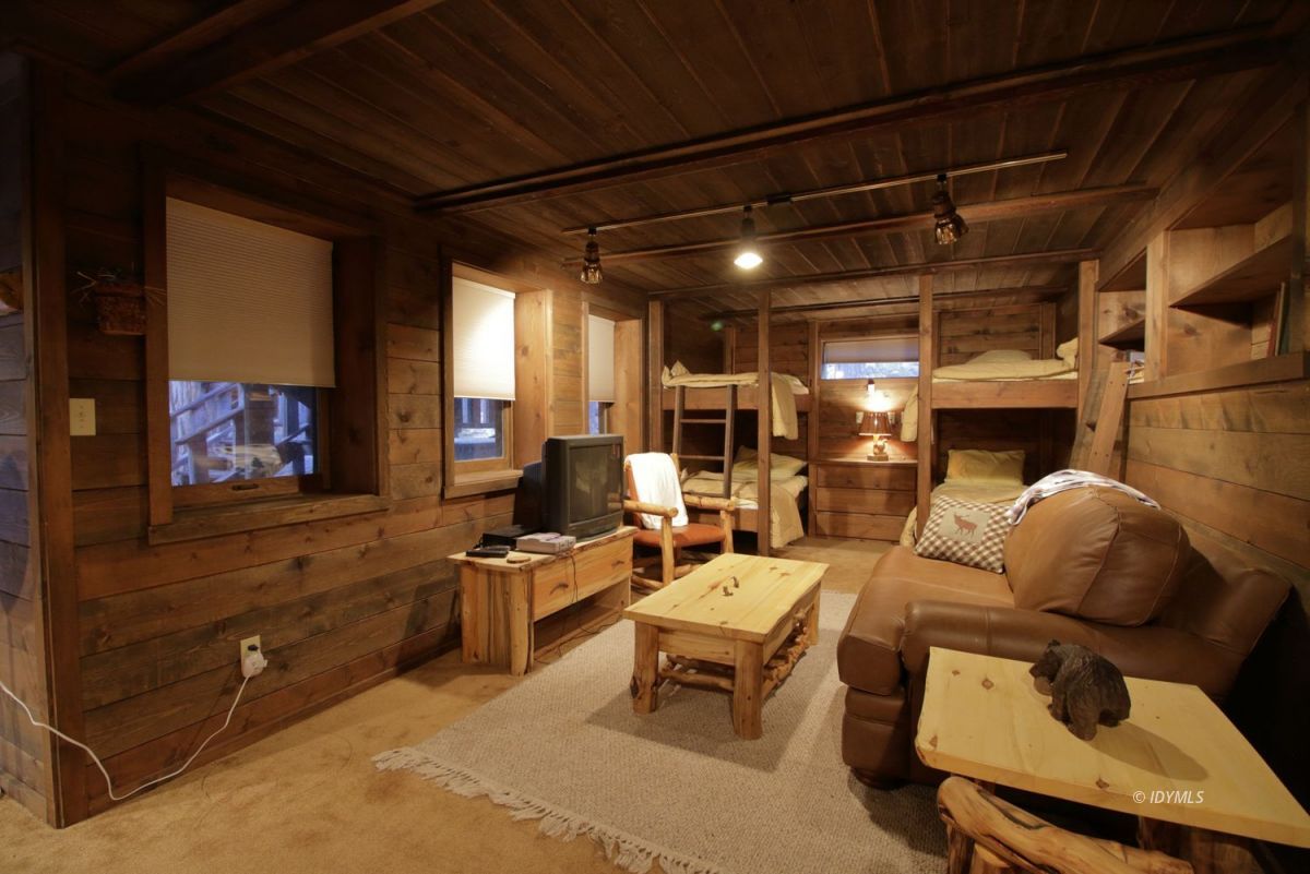 24745 Fern Valley Road Idyllwild, CA 92549 - Photo 23 of 48 a living room with furniture a flat screen tv and a fireplace