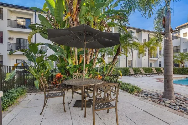 a view of an outdoor seating area