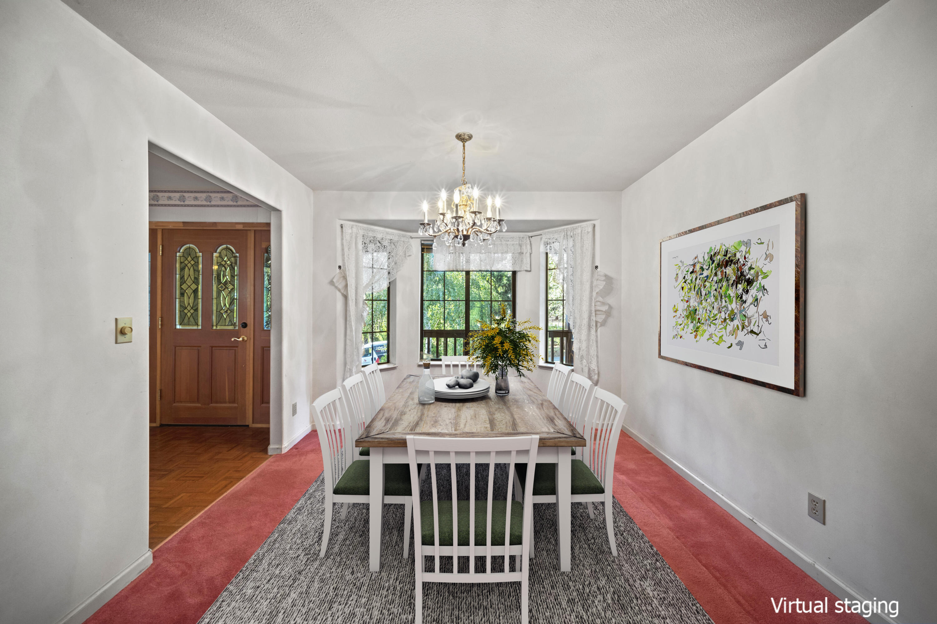 21110 Rolling Hills Road Manton, CA 96059 - Photo 5 of 34 a dining room with furniture a rug and a chandelier