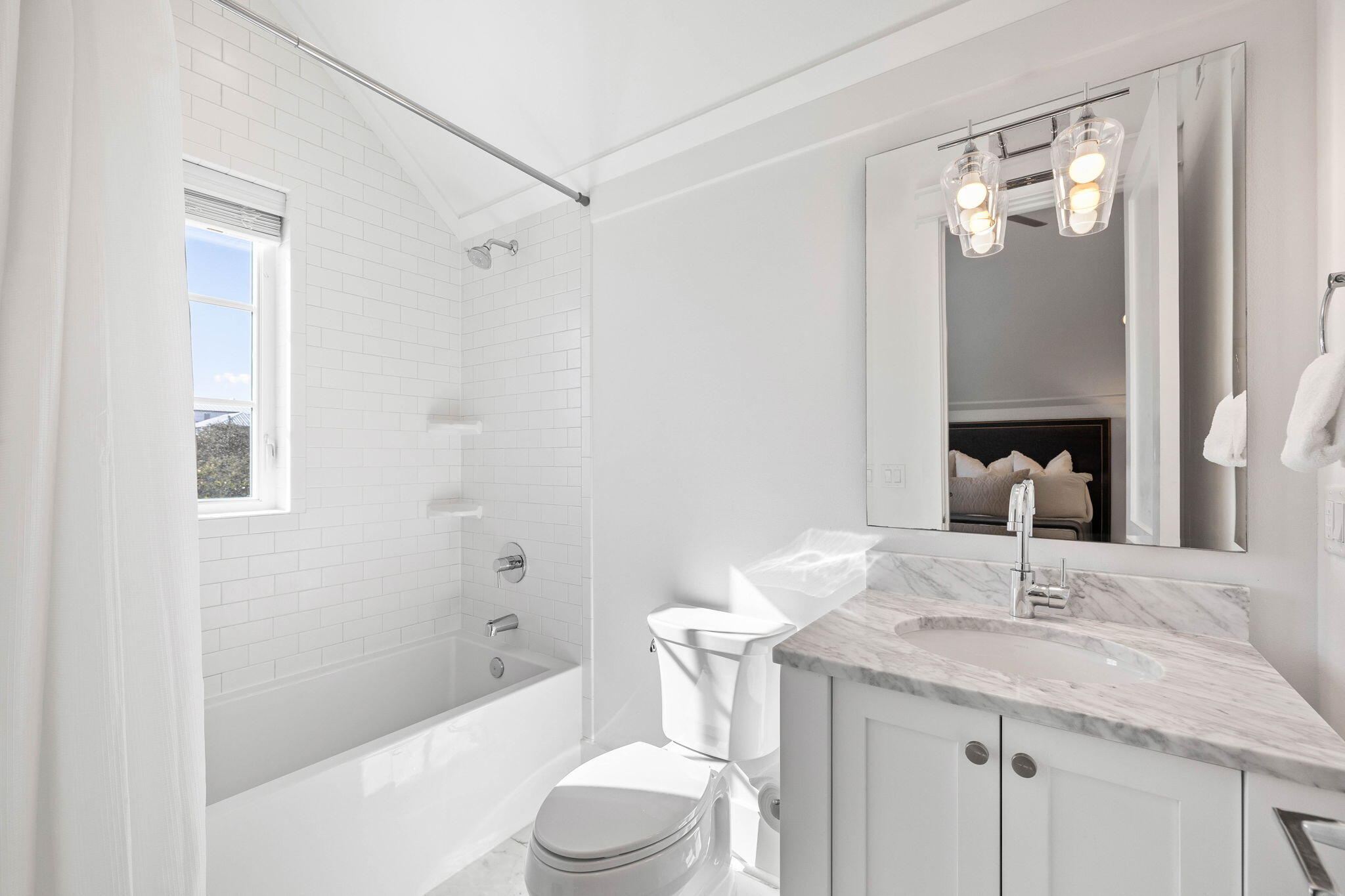 44 Seacrest Drive Inlet Beach, FL 32461 - Photo 60 of 129 a bathroom with a granite countertop sink toilet and shower