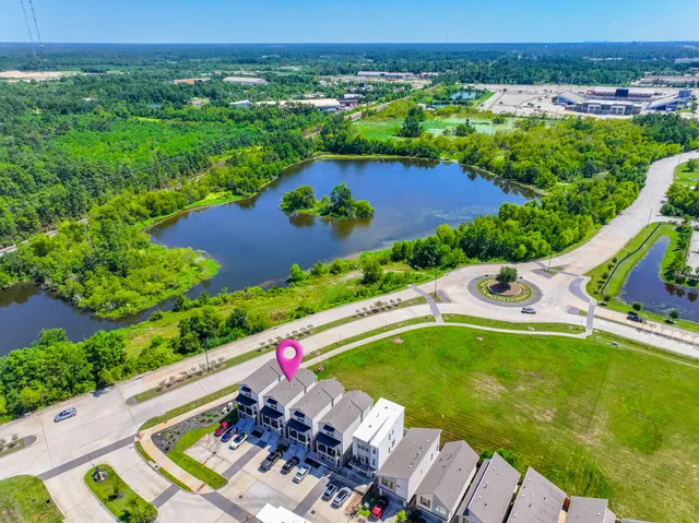 an aerial view of a house