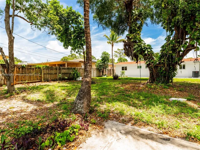a view of backyard with tree