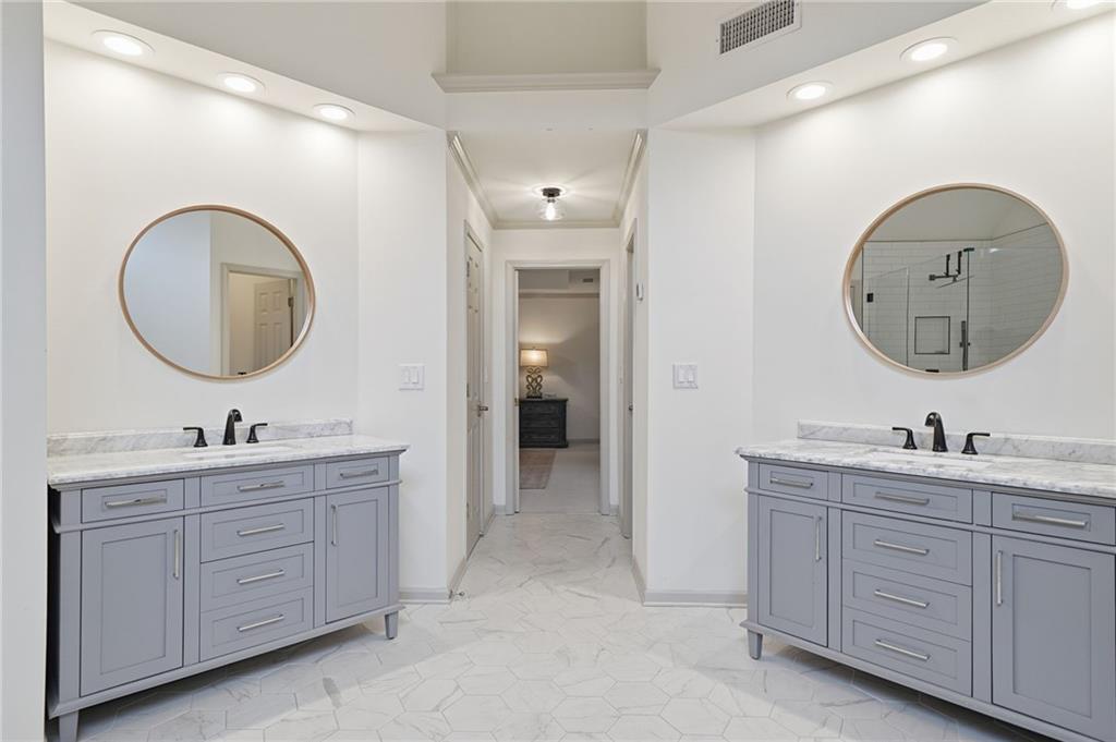 207 Cedarhurst Drive Canton, GA 30115 - Photo 36 of 83 a bathroom with a double vanity sink and a mirror