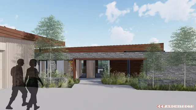 a view of a patio with table and chairs and potted plants