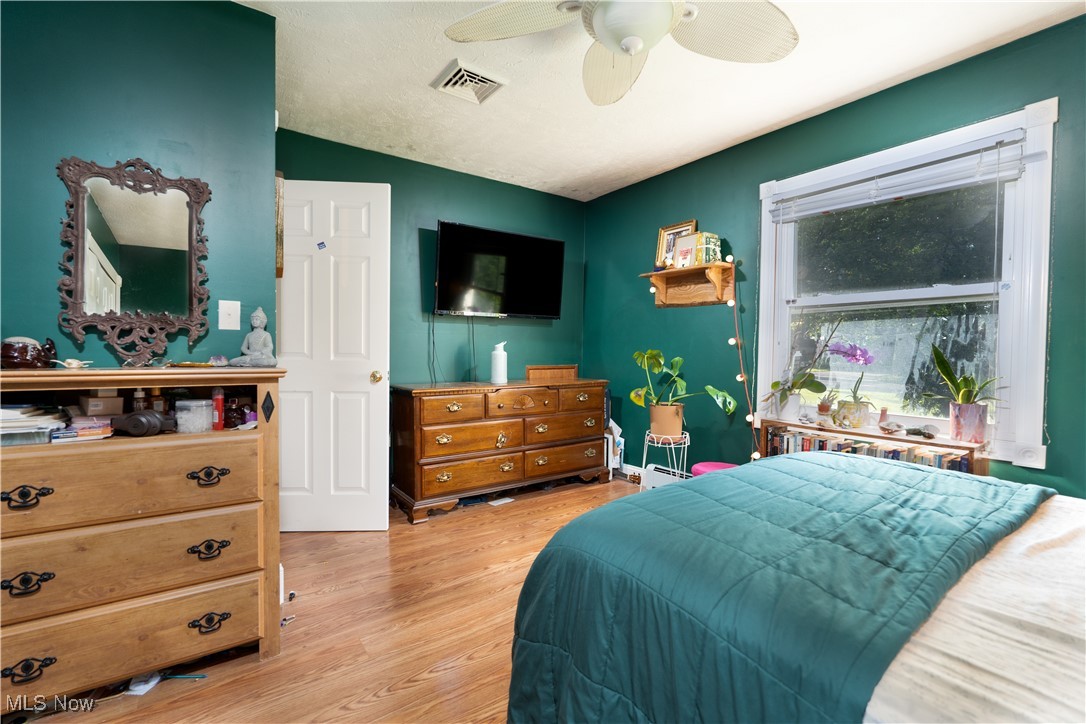 659 Lake Road Conneaut, OH 44030 - Photo 9 of 24 Bedroom with ceiling fan and light hardwood / wood-style floors