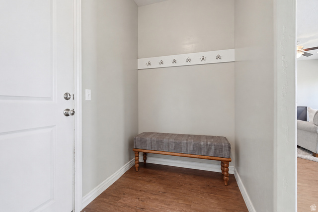 1997 East 600 South Springville, UT 84663 - Photo 32 of 54 Entryway featuring wood-finish flooring and a built-in coat rack