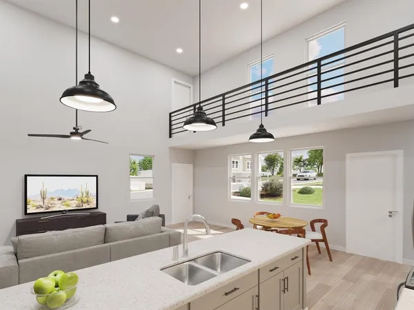 a living room with furniture