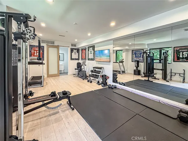 a view of a room with gym equipment
