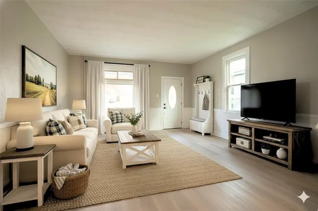 a living room with furniture and a flat screen tv
