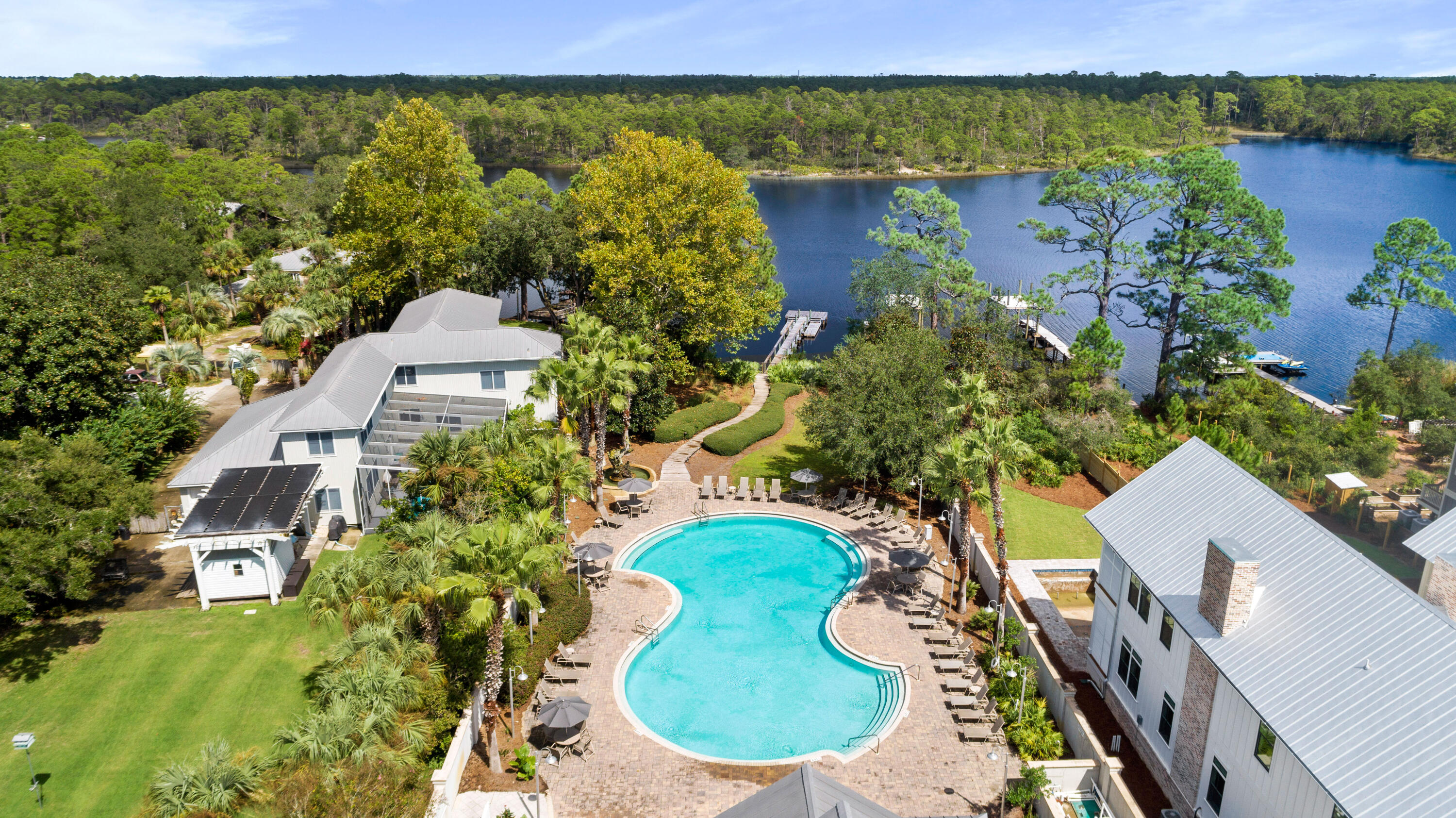 364 Grande Pointe Circle Inlet Beach, FL 32461 - Photo 23 of 26 an aerial view of a house with outdoor space and a lake view