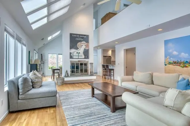 a living room with furniture and a couch