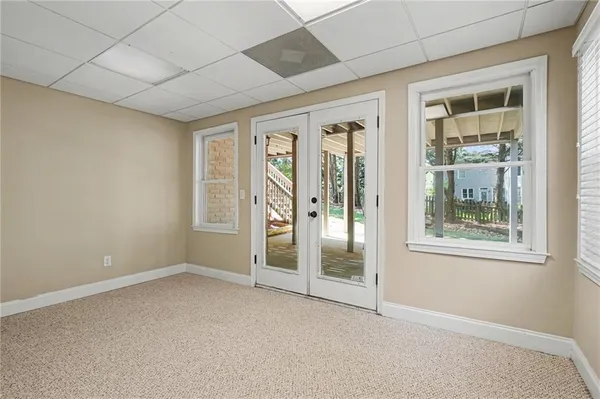 a patio view with a seating space