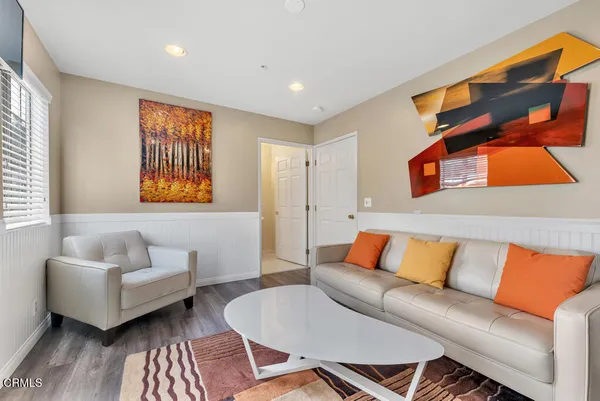 a living room with a couch and a coffee table