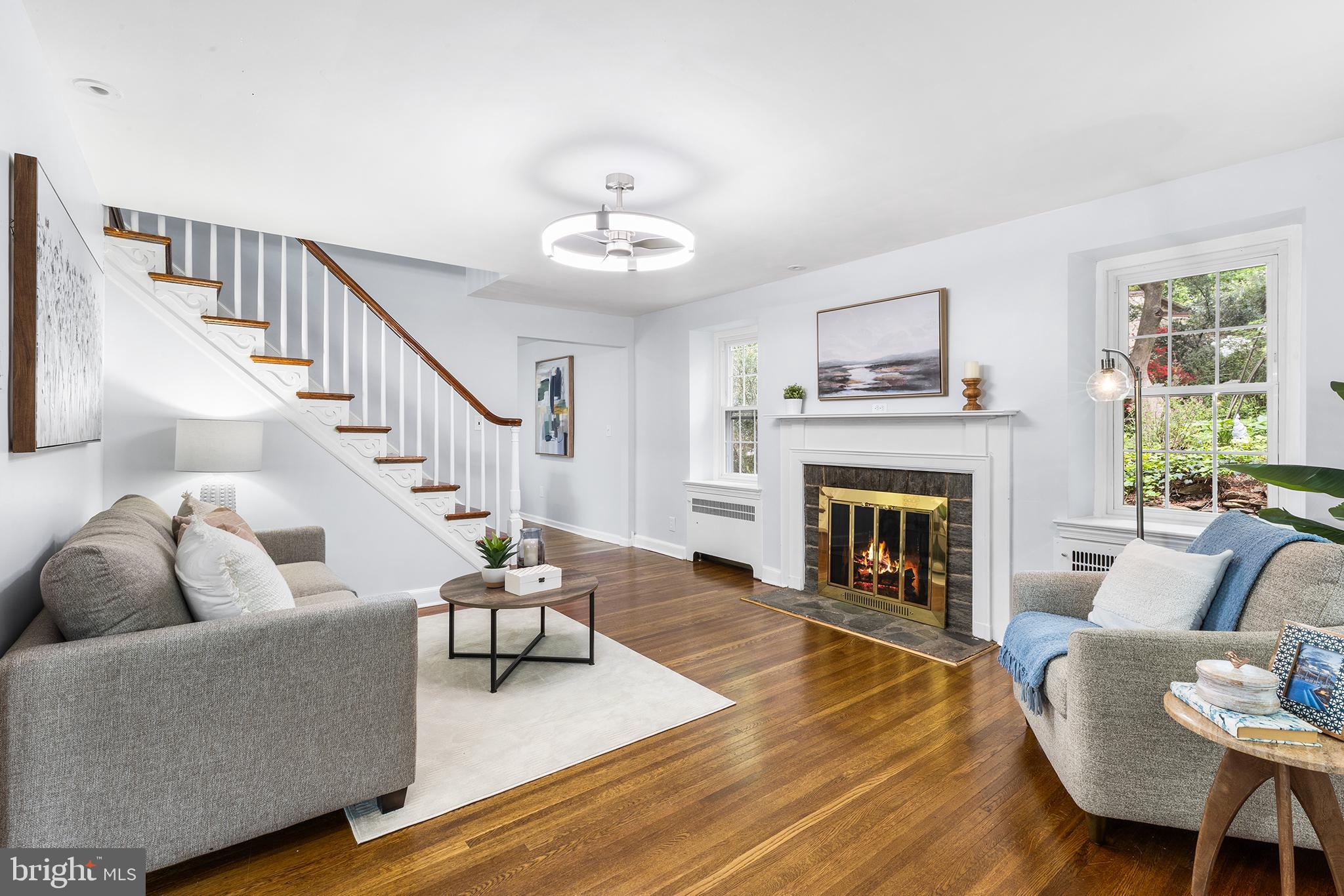 112 Rolling Road Bala Cynwyd, PA 19004 - Photo 3 of 39 living room with fireplace