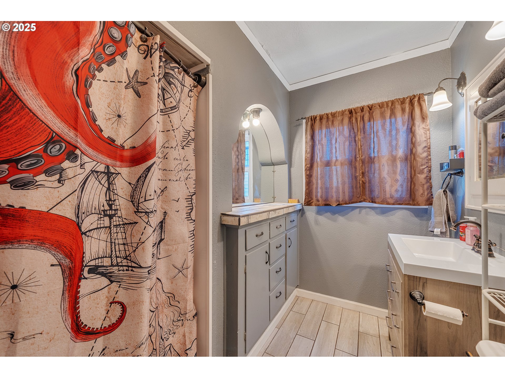 1703 4th Street Tillamook, OR 97141 - Photo 10 of 36 a bathroom with a sink and a mirror