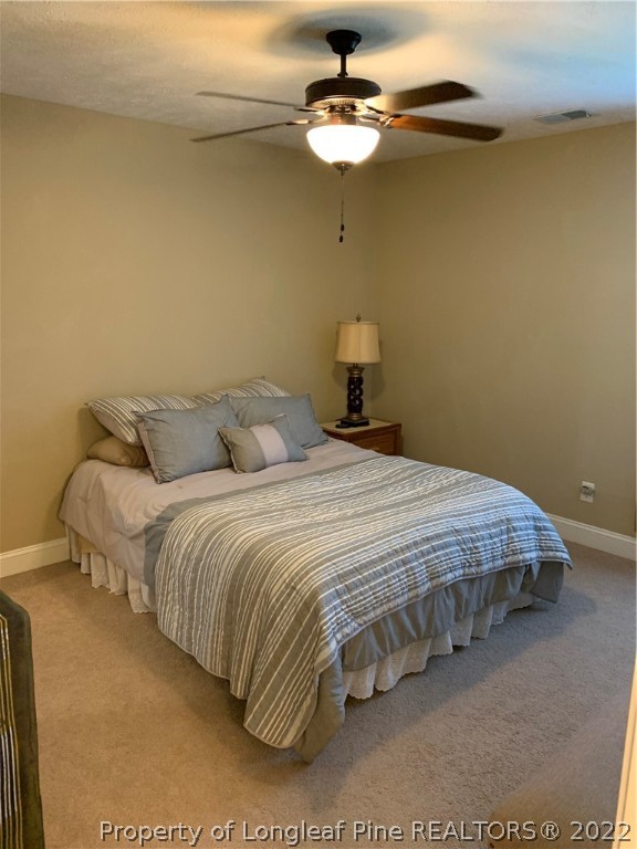 27 Germantown Road Cameron, NC 28326 - Photo 34 of 39 a bedroom with a bed and a ceiling fan