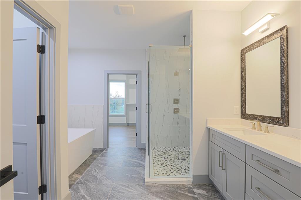 1341 Wheeler Creek Road Maysville, GA 30558 - Photo 47 of 51 a bathroom with a sink a mirror and a shower
