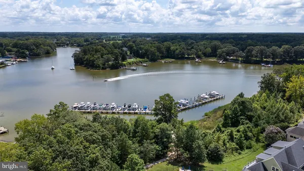 a view of a lake with a city view
