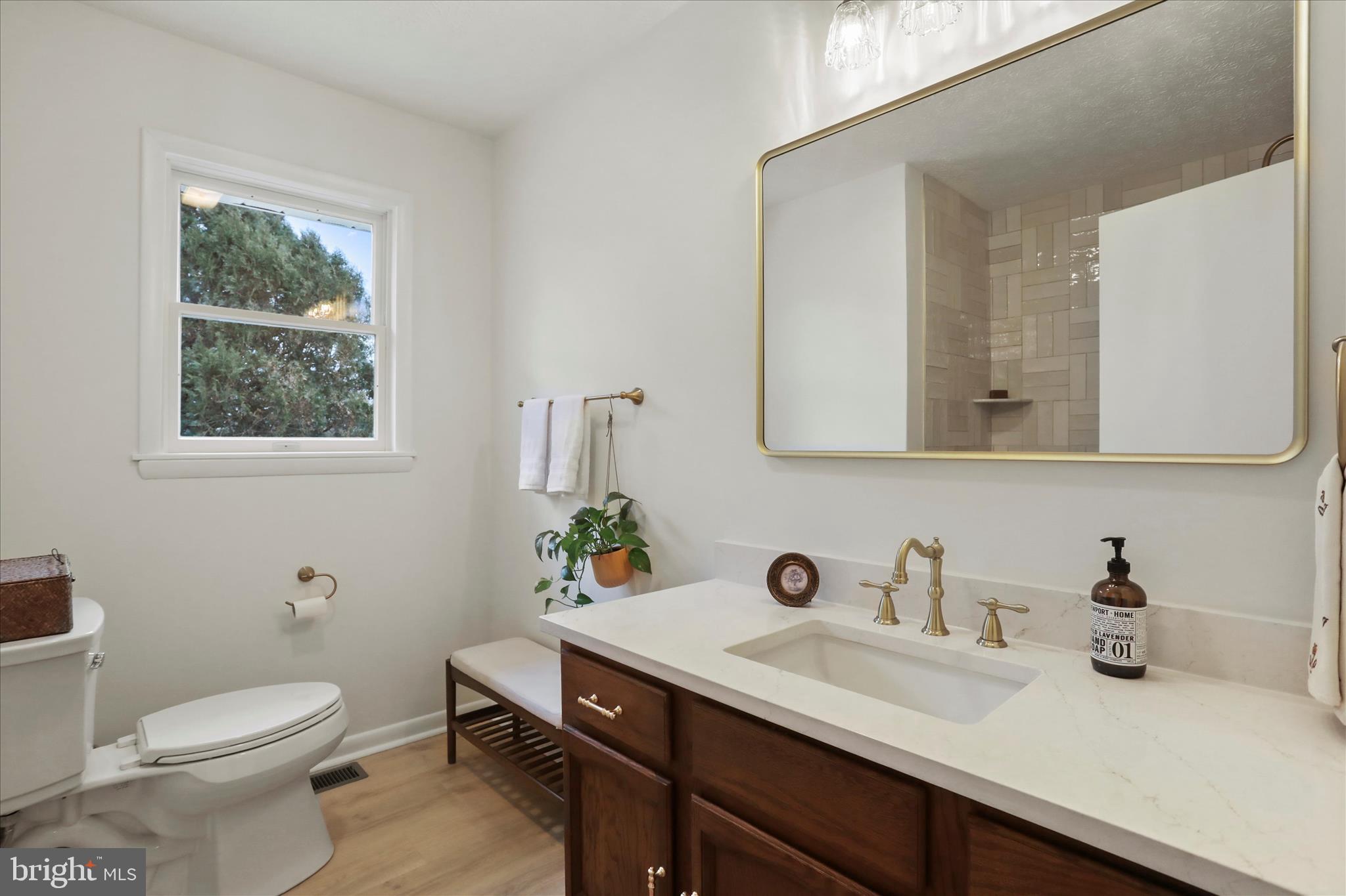 717 West Locust Street Woodstock, VA 22664 - Photo 35 of 71 a bathroom with a granite countertop toilet sink and mirror