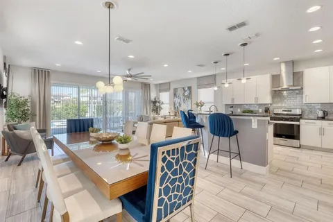 a view of a dining room and livingroom view
