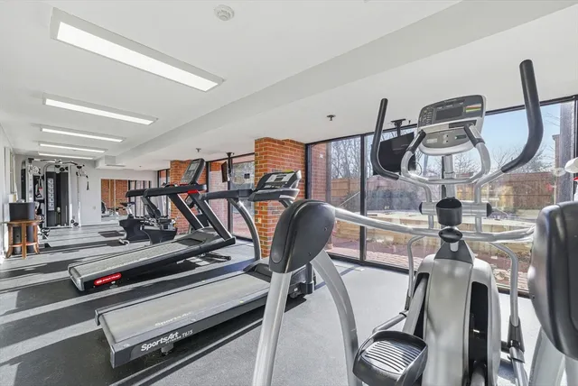 a view of a room with gym equipment