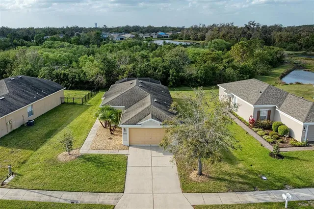 an aerial view of a house
