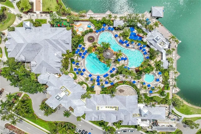 a view of a lake with a city