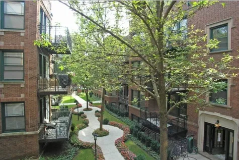 a view of yard with seating space