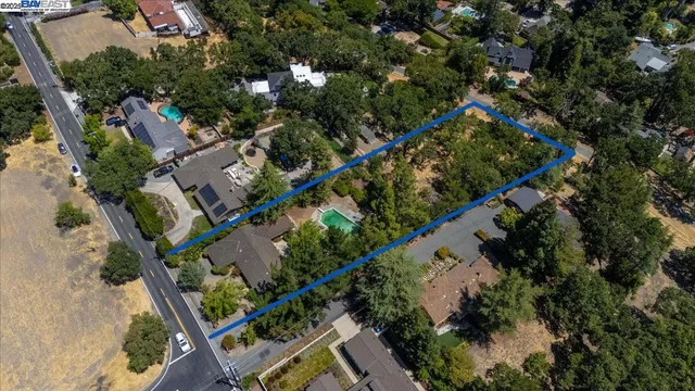 an aerial view of a house