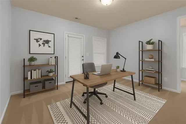 a view of a park with tree s