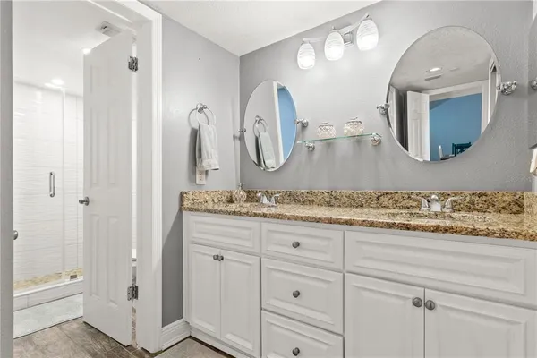a bathroom with a shower