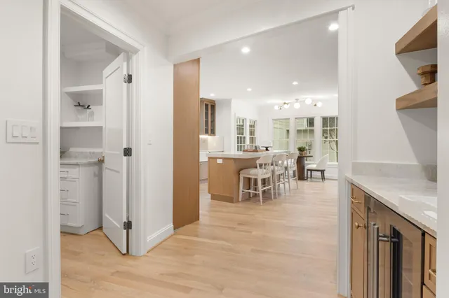 a view of a kitchen from the dining room