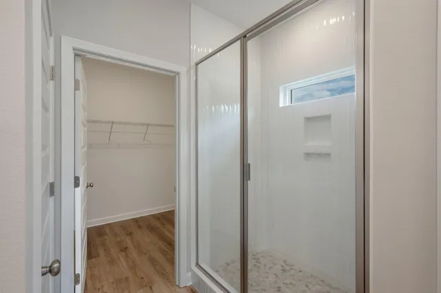 a bathroom with a shower