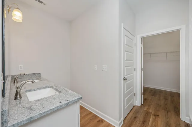 a view of a room with racks on the wall