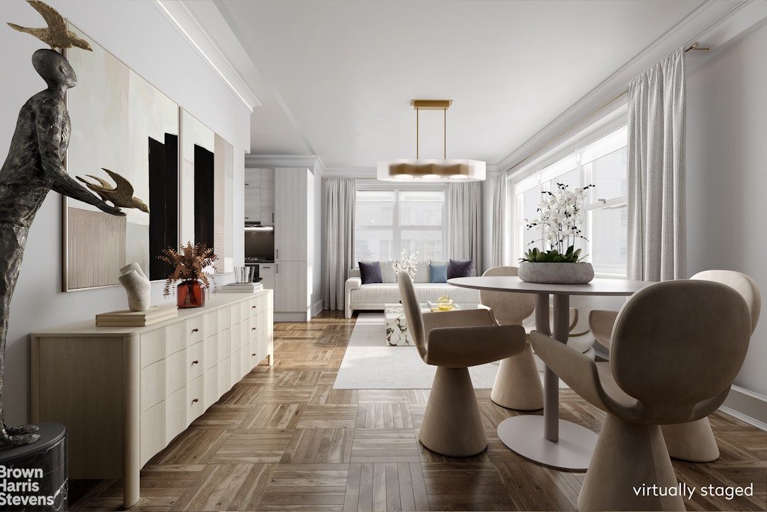 166 East 35th Street, Unit 7A Manhattan, NY 10016 - Photo 9 of 15 a living room with furniture and wooden floor