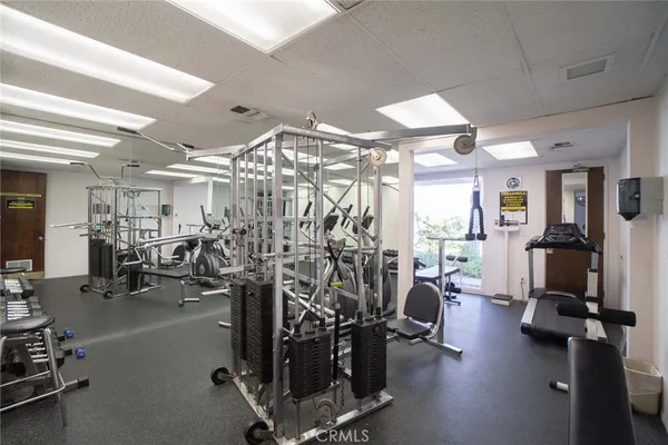 a view of a room with gym equipment