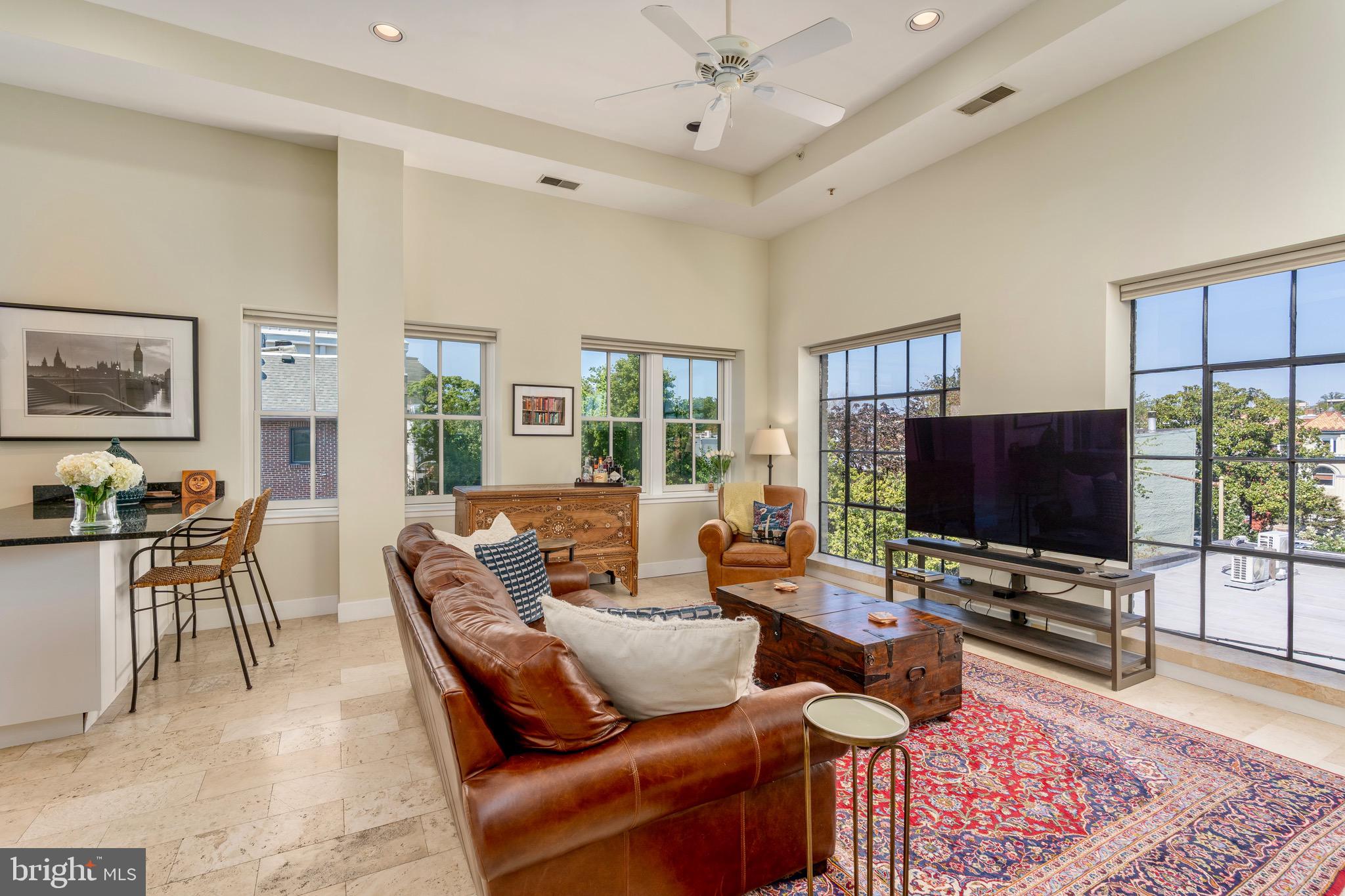1741 Johnson Avenue Northwest, Unit 301 Washington, DC 20009 - Photo 6 of 31 a living room with furniture and a flat screen tv