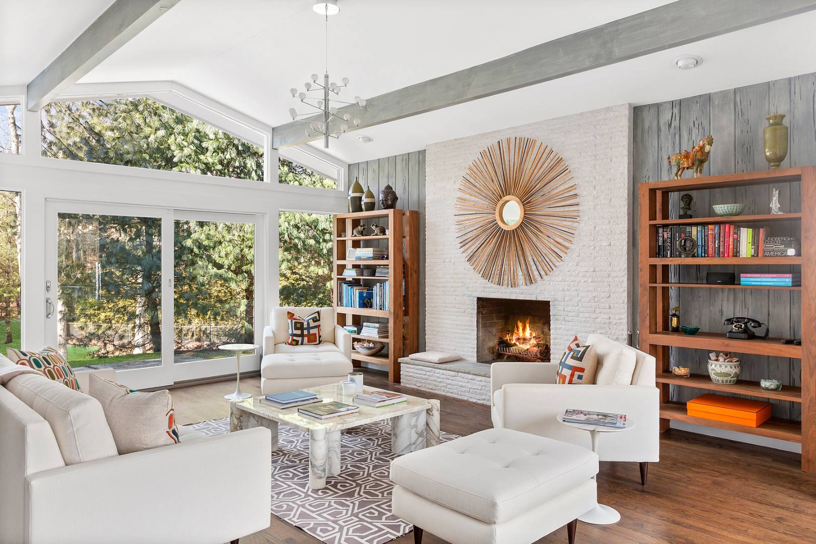 218 Bull Path East Hampton, NY 11937 - Photo 5 of 20 a living room with furniture fireplace and window