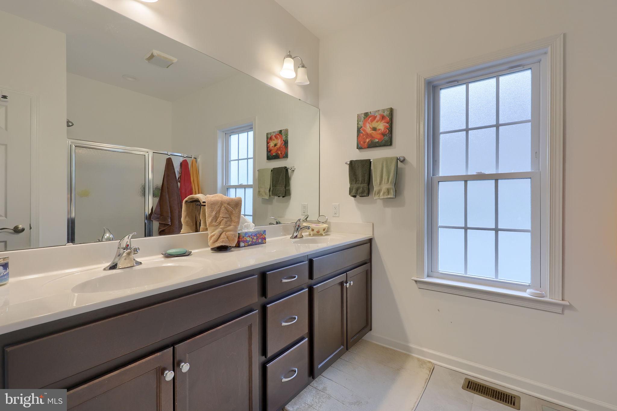 423 Valor Drive Lititz, PA 17543 - Photo 17 of 29 a bathroom with a double vanity sink and mirror