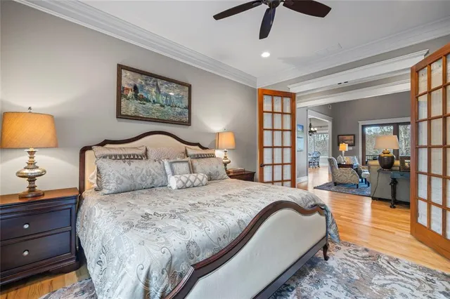 an aerial view of a house with mountain view