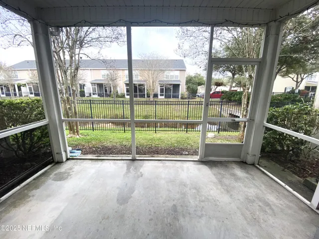 a view of a yard from a windows